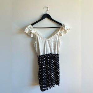Black and White Summer Polka Dot Dress | Size S